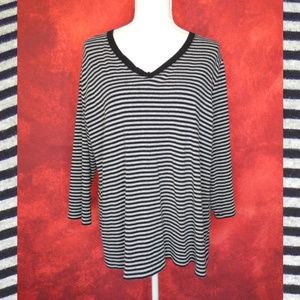 Venezia Black Grey Striped V Neck Top 18/20